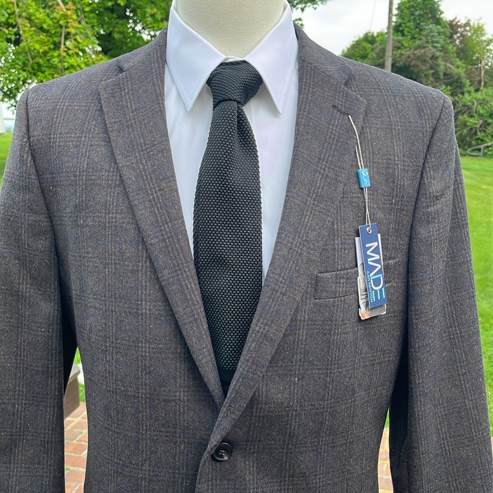 Men's Brown Windowpane Sport Coat